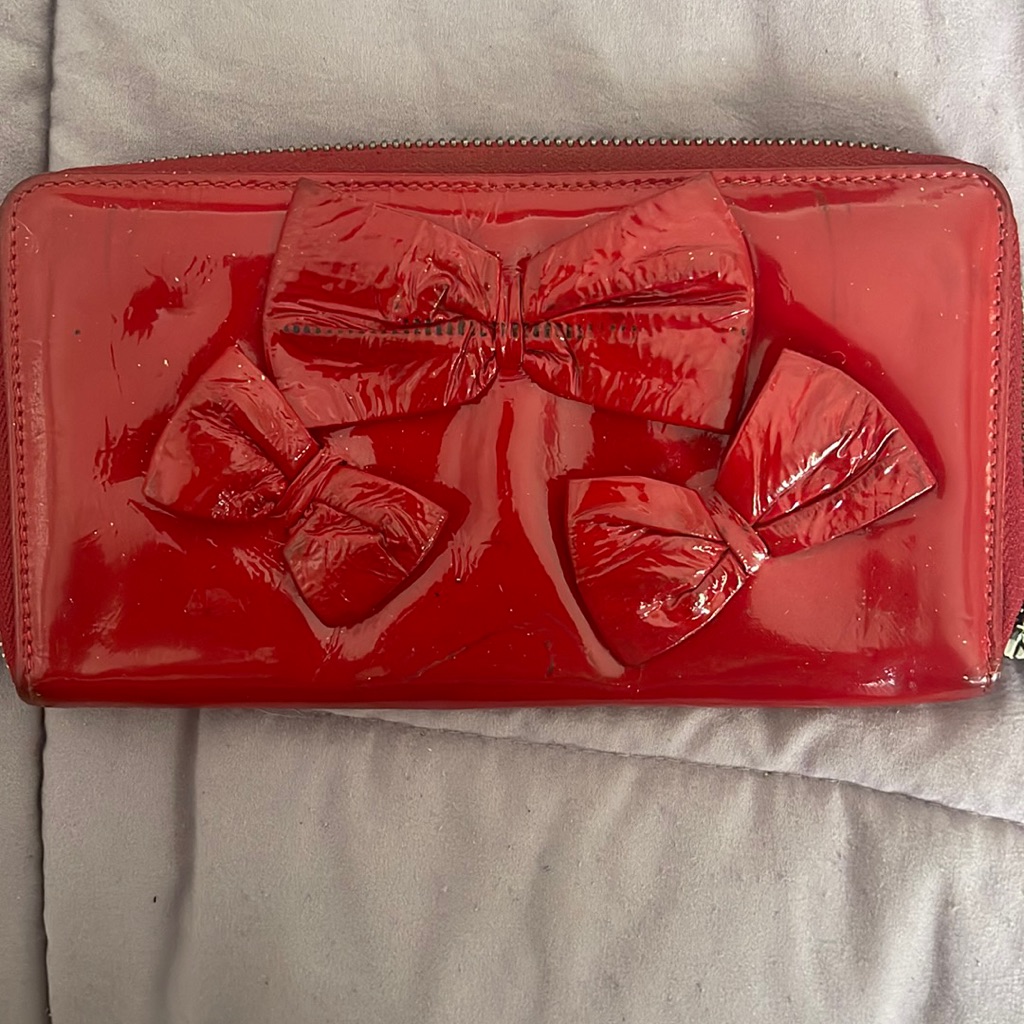 Vintage & Rare Red Valentino Zip Wallet With Bows